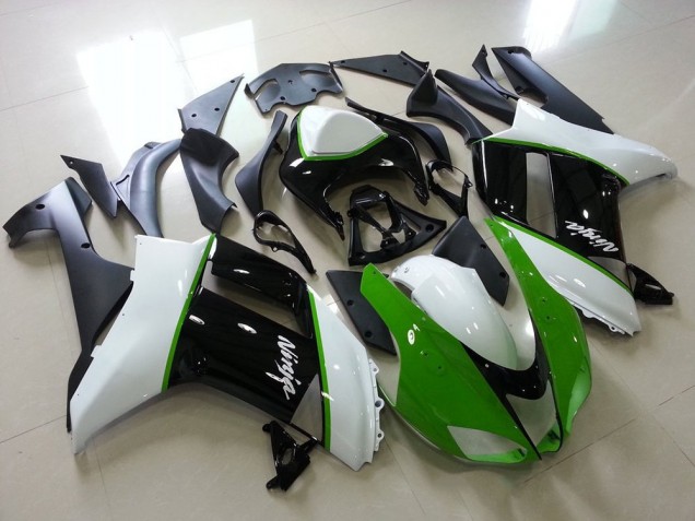 Buy 2007-2008 Green Black White Kawasaki ZX6R Motorcycle Fairing Kits UK Buy 2007-2008 Green Black White Kawasaki ZX6R Motorcycle Fairing Kits UK