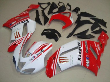 Buy 2007-2008 Red and White Kawasaki ZX6R Bike Fairing UK