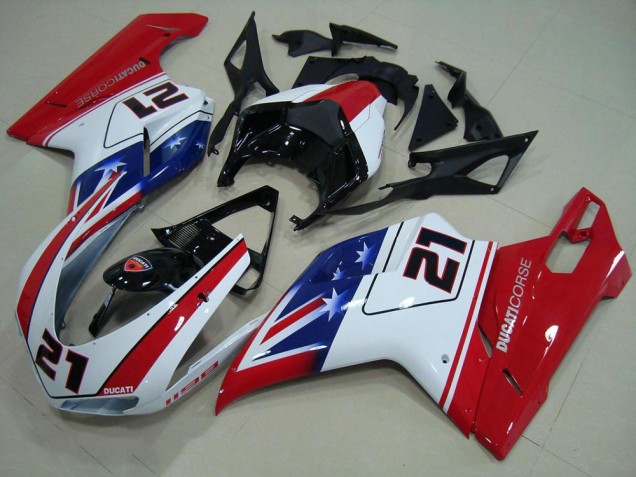 Buy 2007-2014 Black White Red 21 Ducati 848 1098 1198 Motor Fairings UK Buy 2007-2014 Black White Red 21 Ducati 848 1098 1198 Motor Fairings UK