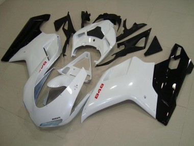 Buy 2007-2014 Pearl White Black Ducati 848 1098 1198 Motorcycle Fairing Kits UK
