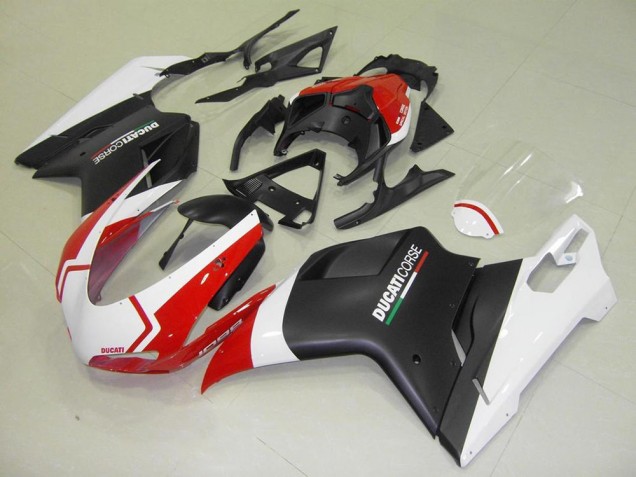 Buy 2007-2014 Matte Black White Red Ducati 848 1098 1198 Motorcycle Fairing Kit UK