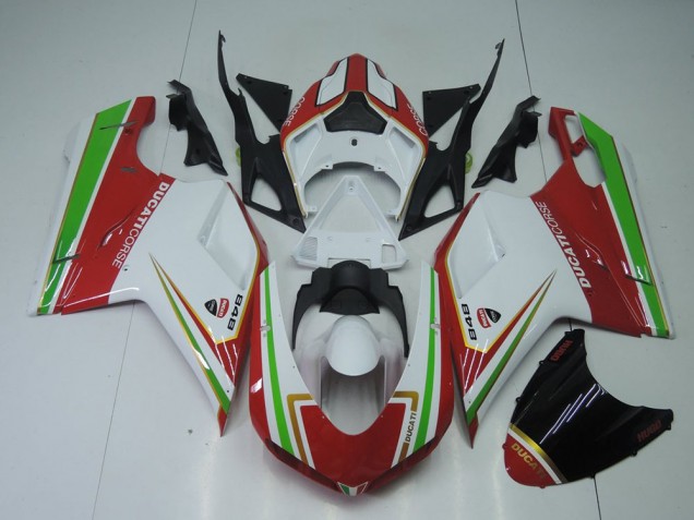 Buy 2007-2014 Red White and Green Ducati 848 1098 1198 Replacement Motorcycle Fairings UK Buy 2007-2014 Red White and Green Ducati 848 1098 1198 Replacement Motorcycle Fairings UK