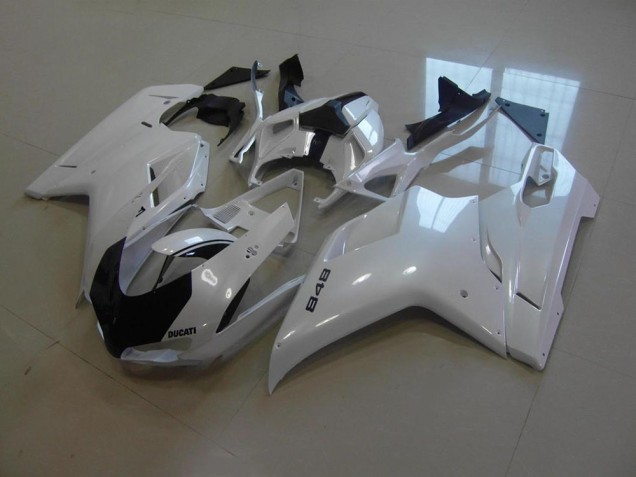 Buy 2007-2014 Pearl White Black Stripe Ducati 848 1098 1198 Motorcycle Replacement Fairings UK Buy 2007-2014 Pearl White Black Stripe Ducati 848 1098 1198 Motorcycle Replacement Fairings UK
