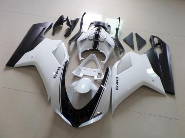 Buy 2007-2014 White and Black Stripe Ducati 848 1098 1198 Replacement Fairings UK