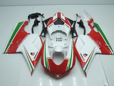 Buy 2007-2014 White and Red with Green Stripe Ducati 848 1098 1198 Motorcylce Fairings UK