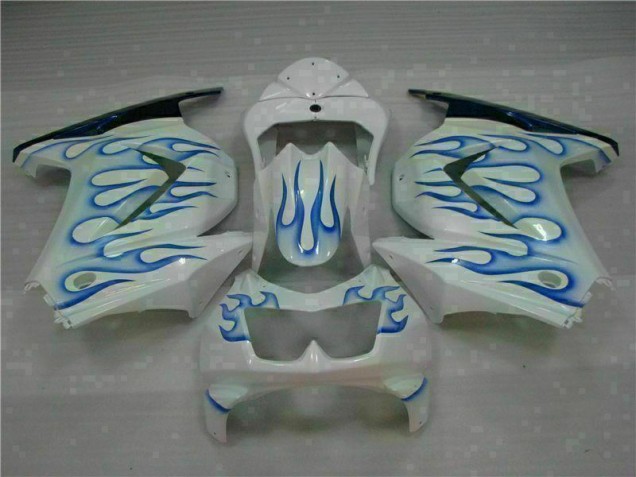 Buy 2008-2012 White Blue Flame Kawasaki EX250 Motorcycle Bodywork UK Buy 2008-2012 White Blue Flame Kawasaki EX250 Motorcycle Bodywork UK