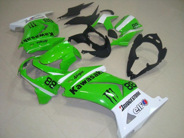 Buy 2008-2012 Green and White Kawasaki ZX250R Bike Fairing UK