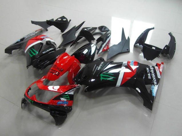 Buy 2008-2012 Red and Black Monster Kawasaki ZX250R Bike Fairings UK Buy 2008-2012 Red and Black Monster Kawasaki ZX250R Bike Fairings UK