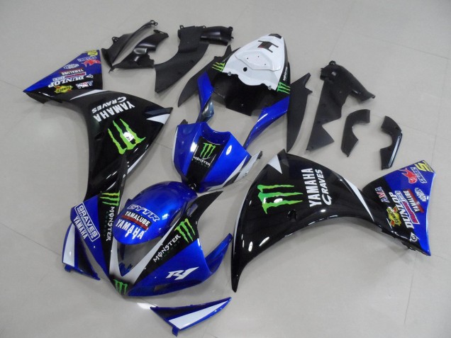 Buy 2009-2011 Blue Black Monster Yamaha YZF R1 Bike Fairings UK Buy 2009-2011 Blue Black Monster Yamaha YZF R1 Bike Fairings UK