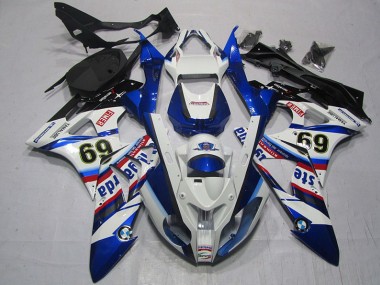 Buy 2009-2014 White Blue Sterilgarda 69 BMW S1000RR Motor Fairings UK