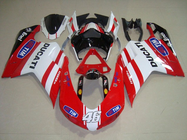 Buy 2007-2014 Red White Tim 46 Ducati 1098 Motorcycle Fairing Kit UK Buy 2007-2014 Red White Tim 46 Ducati 1098 Motorcycle Fairing Kit UK