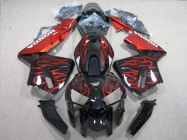 Buy 2005-2006 Black Red Flame Honda CBR600RR Motorcycle Fairings Kits UK
