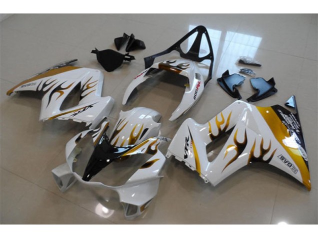 Buy 2002-2013 White Gold Flame Honda VFR800 Bike Fairings UK Buy 2002-2013 White Gold Flame Honda VFR800 Bike Fairings UK