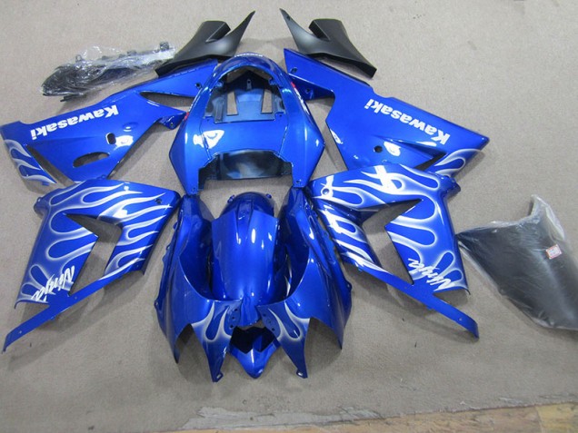 Buy 2003-2005 Blue White Flame Kawasaki ZX10R Bike Fairings UK Buy 2003-2005 Blue White Flame Kawasaki ZX10R Bike Fairings UK