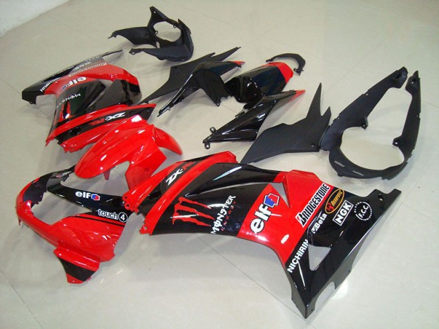 Buy 2008-2012 Black Red Monster Kawasaki ZX250R Bike Fairings UK
