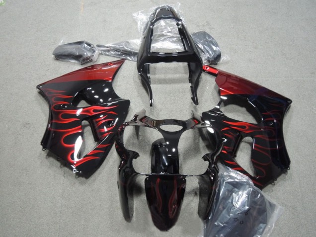 Buy 2000-2002 Black Red Flame Kawasaki ZX6R Motorbike Fairing Kits UK Buy 2000-2002 Black Red Flame Kawasaki ZX6R Motorbike Fairing Kits UK