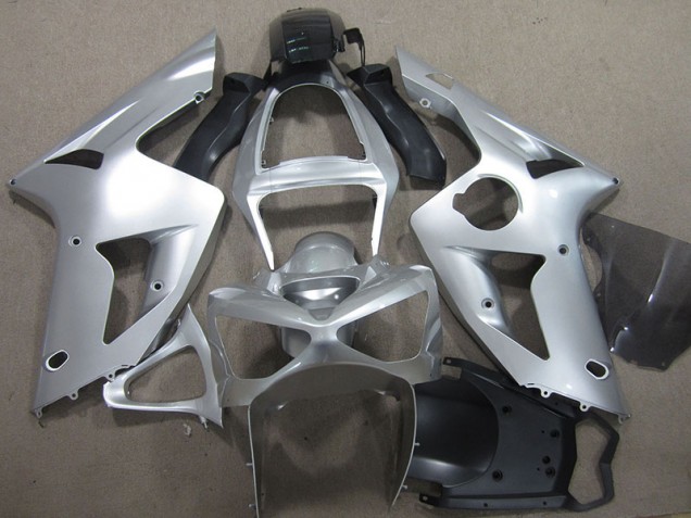 Buy 2003-2004 Silver Kawasaki ZX6R Motorcycle Fairings Kit UK Buy 2003-2004 Silver Kawasaki ZX6R Motorcycle Fairings Kit UK
