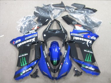 Buy 2007-2008 Black Blue Green Monster Kawasaki ZX6R Motorcyle Fairings UK