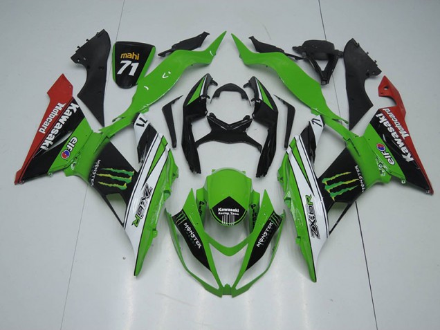 Buy 2013-2018 Black Green White Monster Kawasaki ZX6R Bike Fairings UK Buy 2013-2018 Black Green White Monster Kawasaki ZX6R Bike Fairings UK