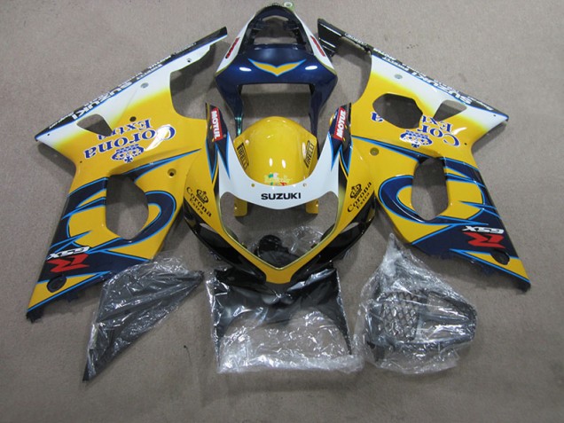 Buy 2000-2002 Yellow Blue Corona Extra Suzuki GSXR1000 Motorcycle Fairings Kit UK Buy 2000-2002 Yellow Blue Corona Extra Suzuki GSXR1000 Motorcycle Fairings Kit UK