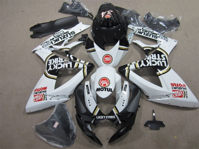 Buy 2006-2007 Black White Lucky Strike Motul Suzuki GSXR600 Bike Fairing UK Buy 2006-2007 Black White Lucky Strike Motul Suzuki GSXR600 Bike Fairing UK