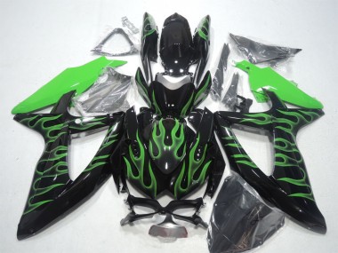Buy 2008-2010 Black Green Flame Suzuki GSXR600 Bike Fairings UK
