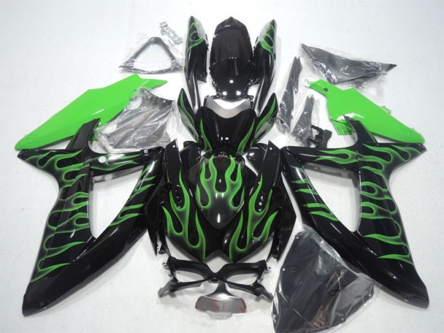 Buy 2008-2010 Black Green Flame Suzuki GSXR600 Bike Fairings UK Buy 2008-2010 Black Green Flame Suzuki GSXR600 Bike Fairings UK