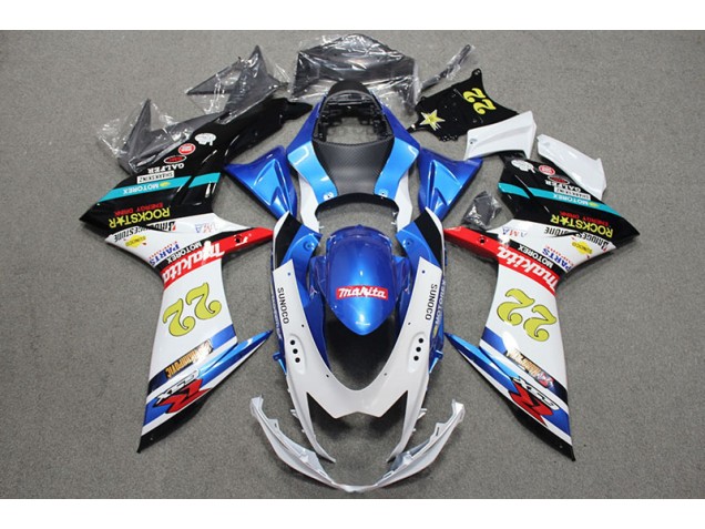 Buy 2011-2021 Blue White Red Rockstar 22 Suzuki GSXR600 Bike Fairing Kit UK Buy 2011-2021 Blue White Red Rockstar 22 Suzuki GSXR600 Bike Fairing Kit UK