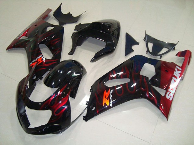 Buy 2001-2003 Black Red Flame Suzuki GSXR750 Bike Fairing Kit UK Buy 2001-2003 Black Red Flame Suzuki GSXR750 Bike Fairing Kit UK