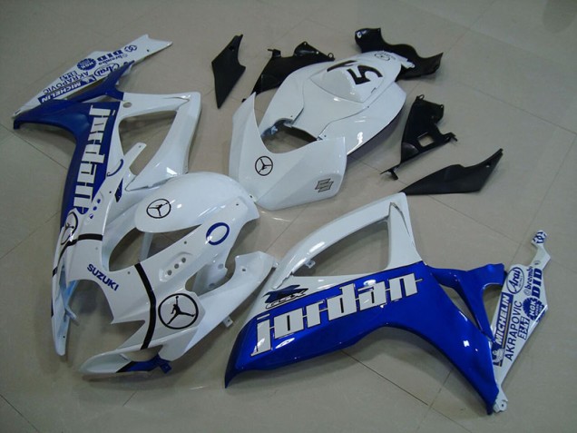 Buy 2006-2007 Blue White Jordan Suzuki GSXR750 Motorcycle Fairings Kits UK Buy 2006-2007 Blue White Jordan Suzuki GSXR750 Motorcycle Fairings Kits UK