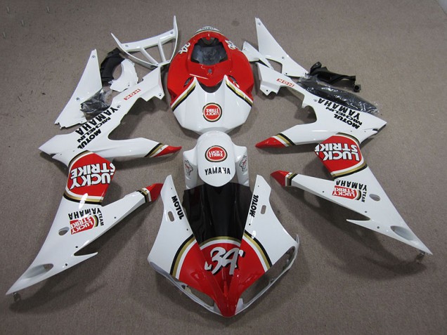 Buy 2004-2006 Red White Lucky Strike Yamaha YZF R1 Motorcycle Replacement Fairings UK