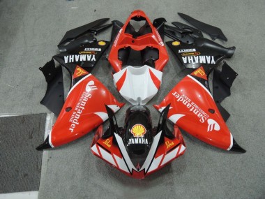 Buy 2009-2011 Black White Santander Red Yamaha YZF R1 Motorcycle Fairing Kits UK