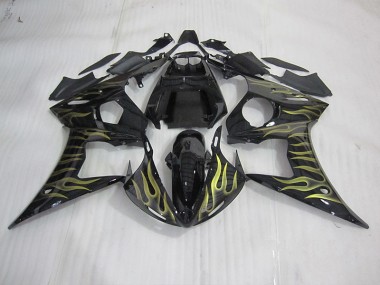 Buy 2003-2005 Black with Yellow Flame Yamaha YZF R6 Motorcycle Bodywork UK